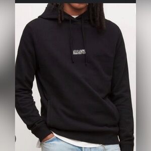 *nwot* AllSaints Unisex Ryder Logo Hoodie Sweatshirt in Black Size Small
